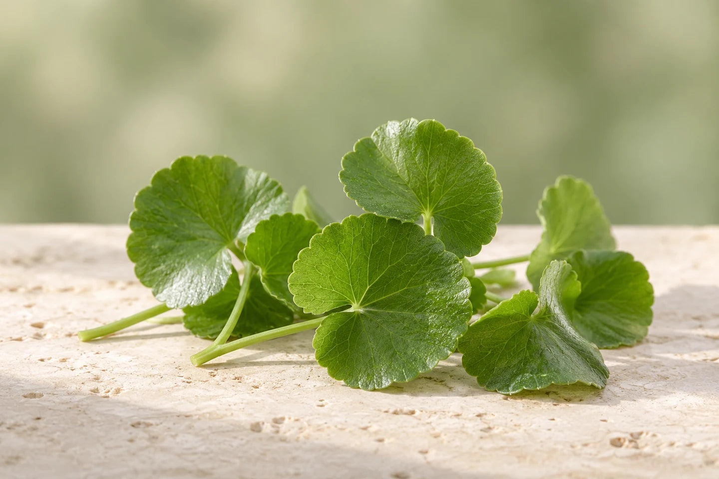 Rundliche Blätter der Centella asiatica