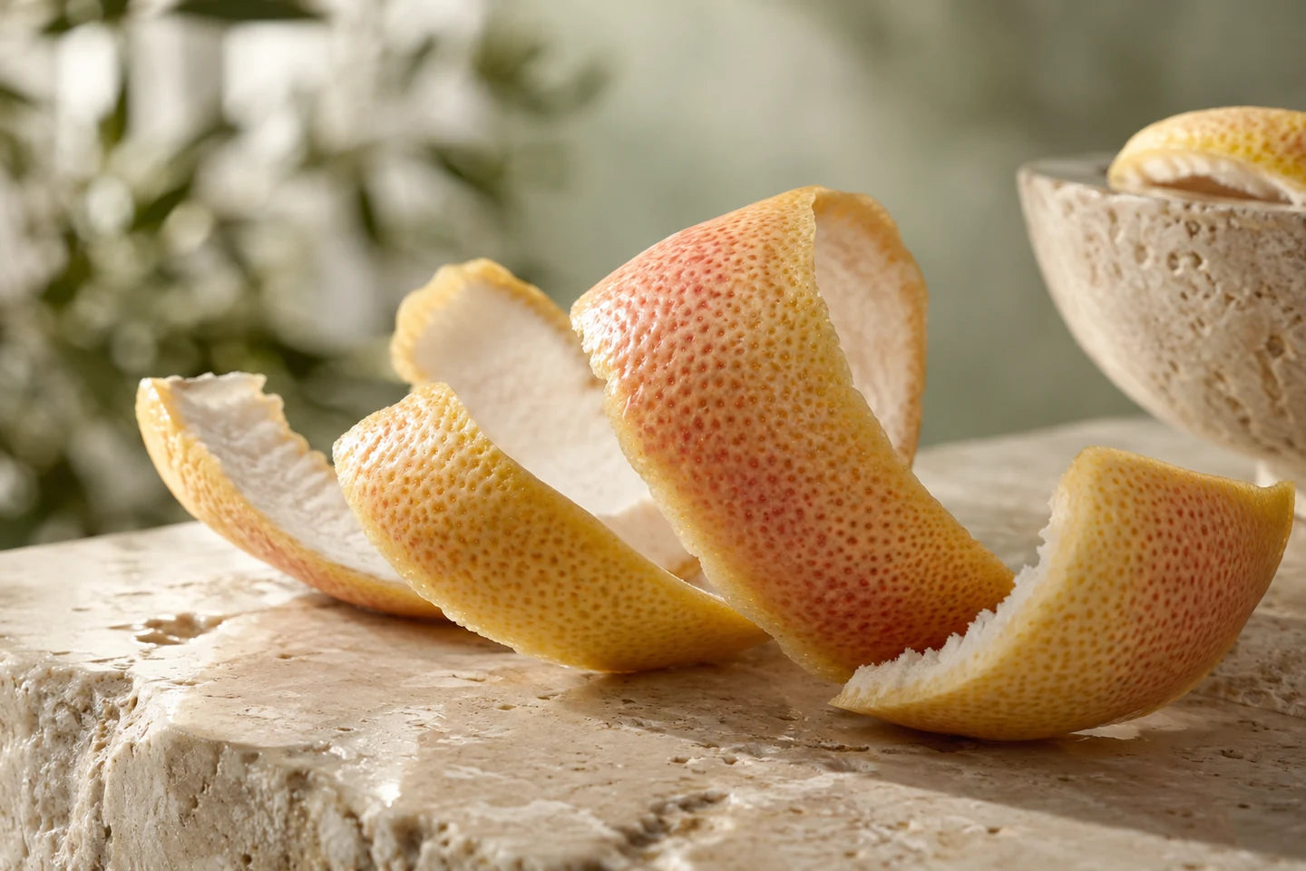 Grapefruitschalen mit dicker weißer Innenhaut