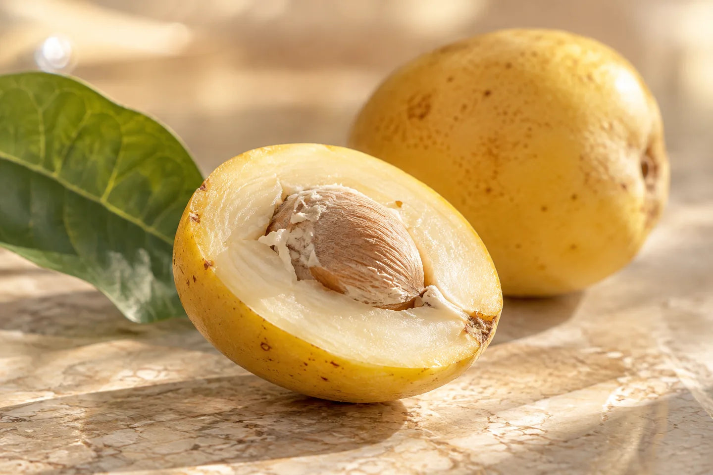 Marulafrüchte, eine halbiert