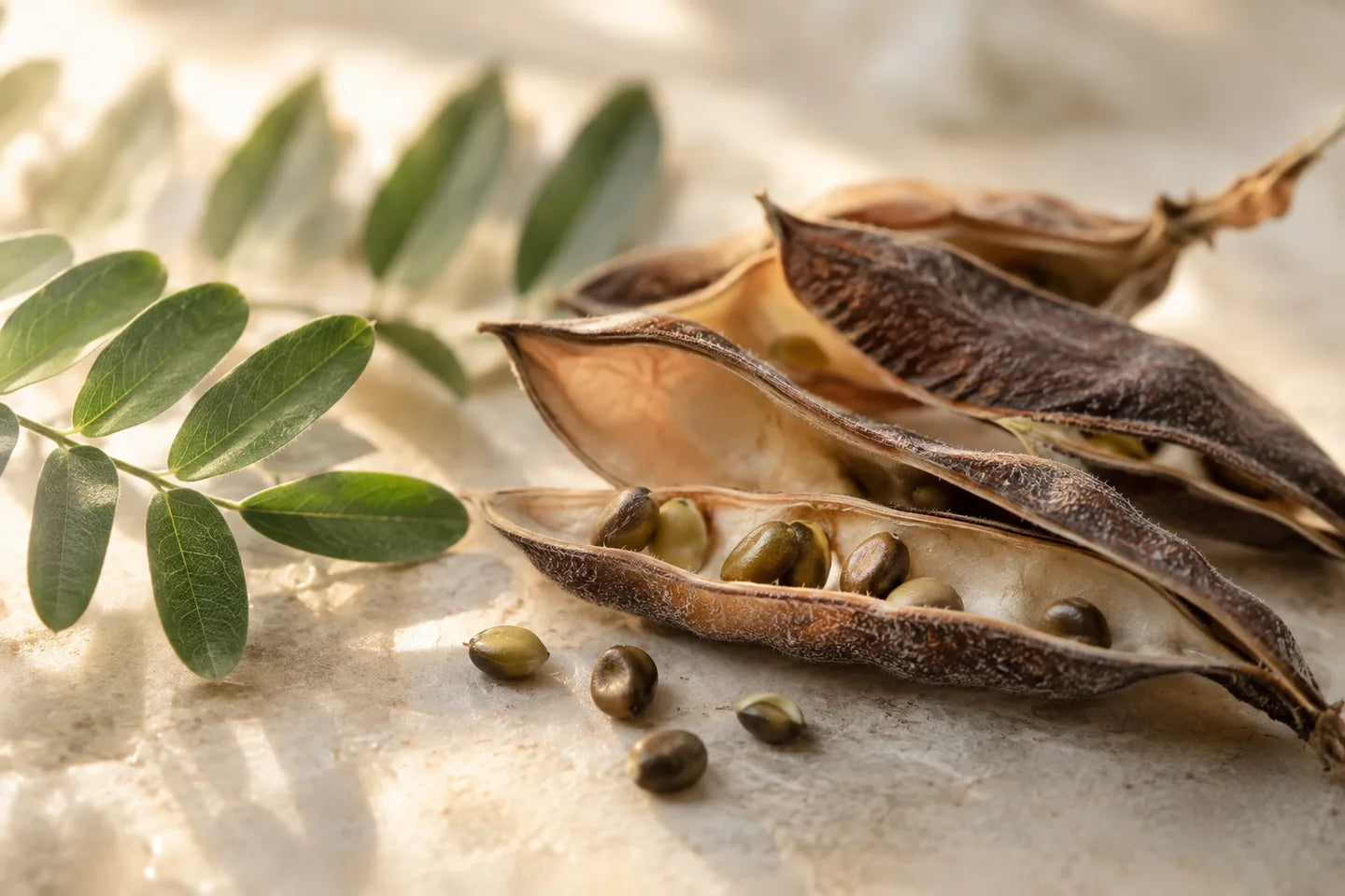 Hülsen und Samen von Tephrosia purpurea