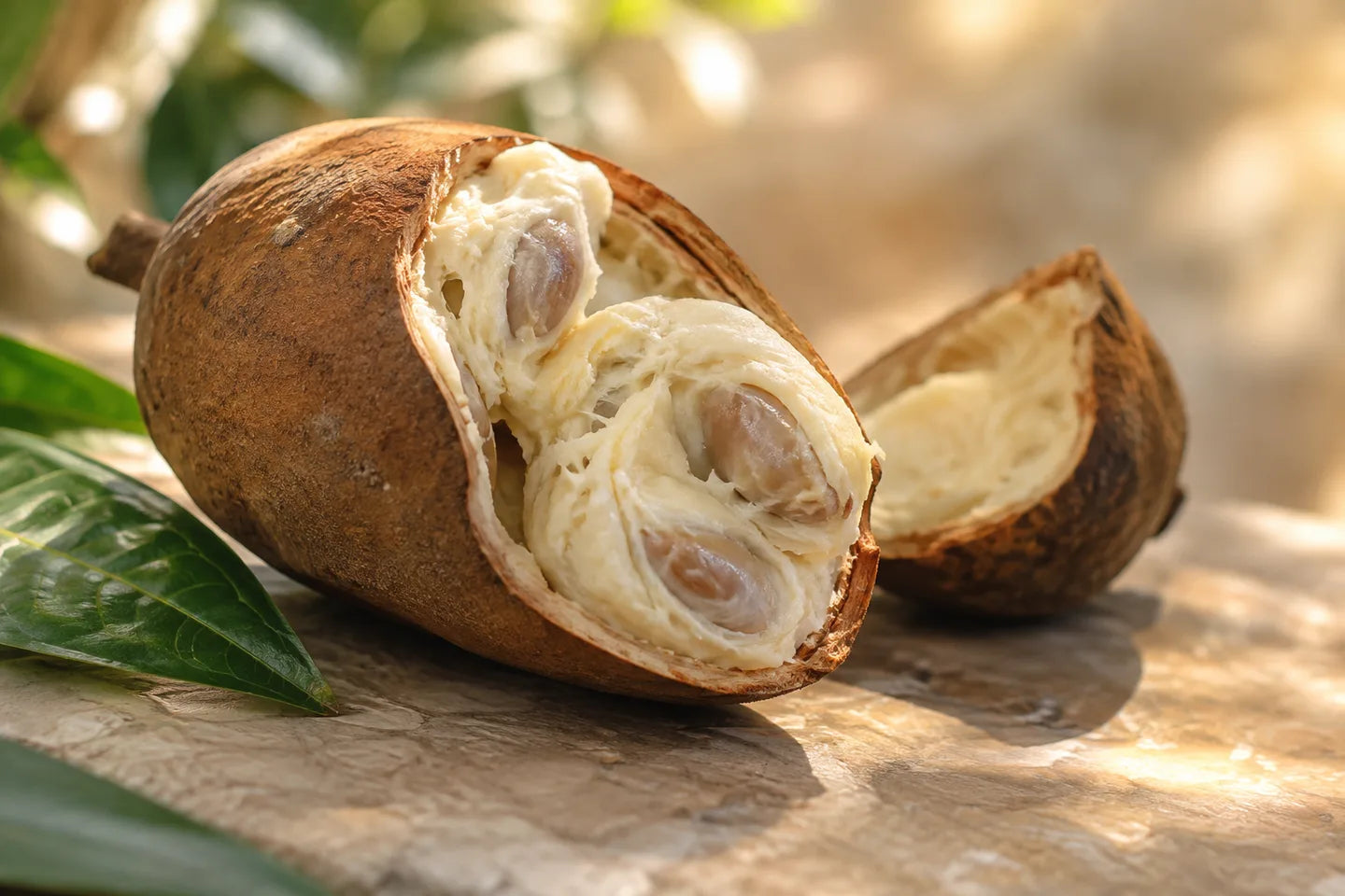 Geöffnete Cupuaçu-Frucht