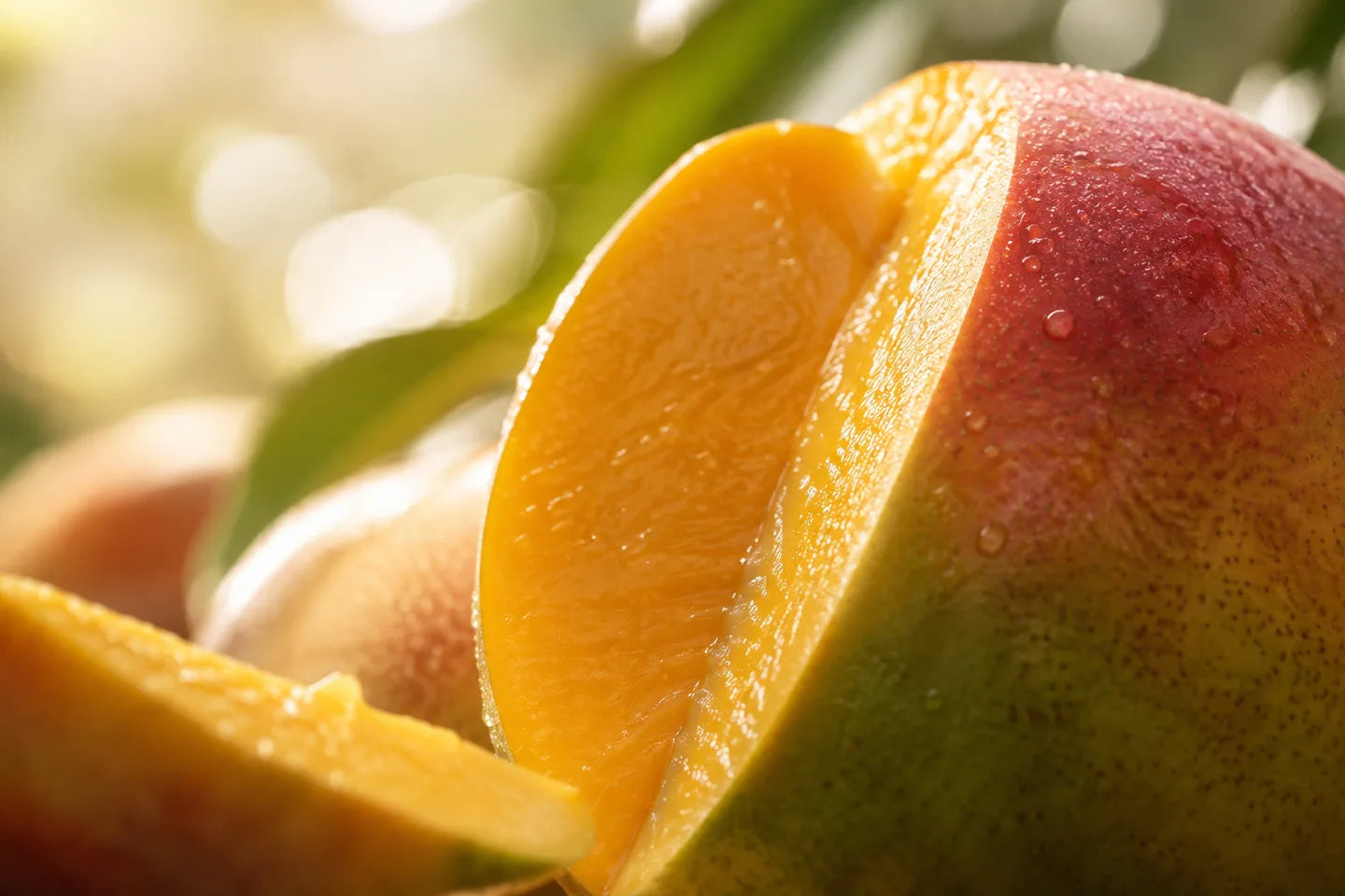 Nahaufnahme der Pflanzenquelle für Mangofruchtextrakt
