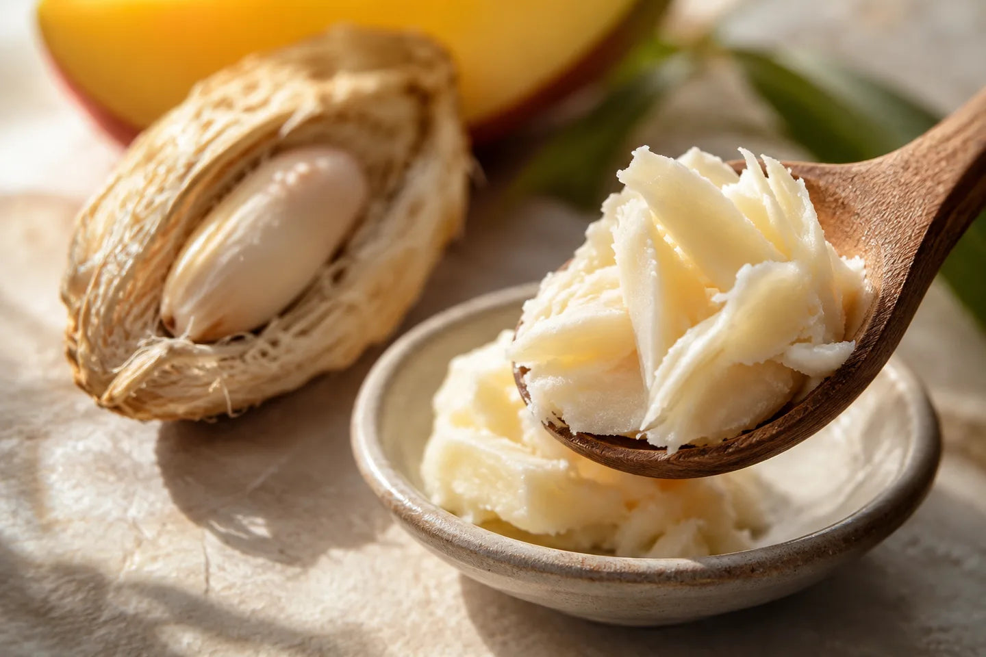 Illustrative Rohstoffdarstellung für Mangokernbutter