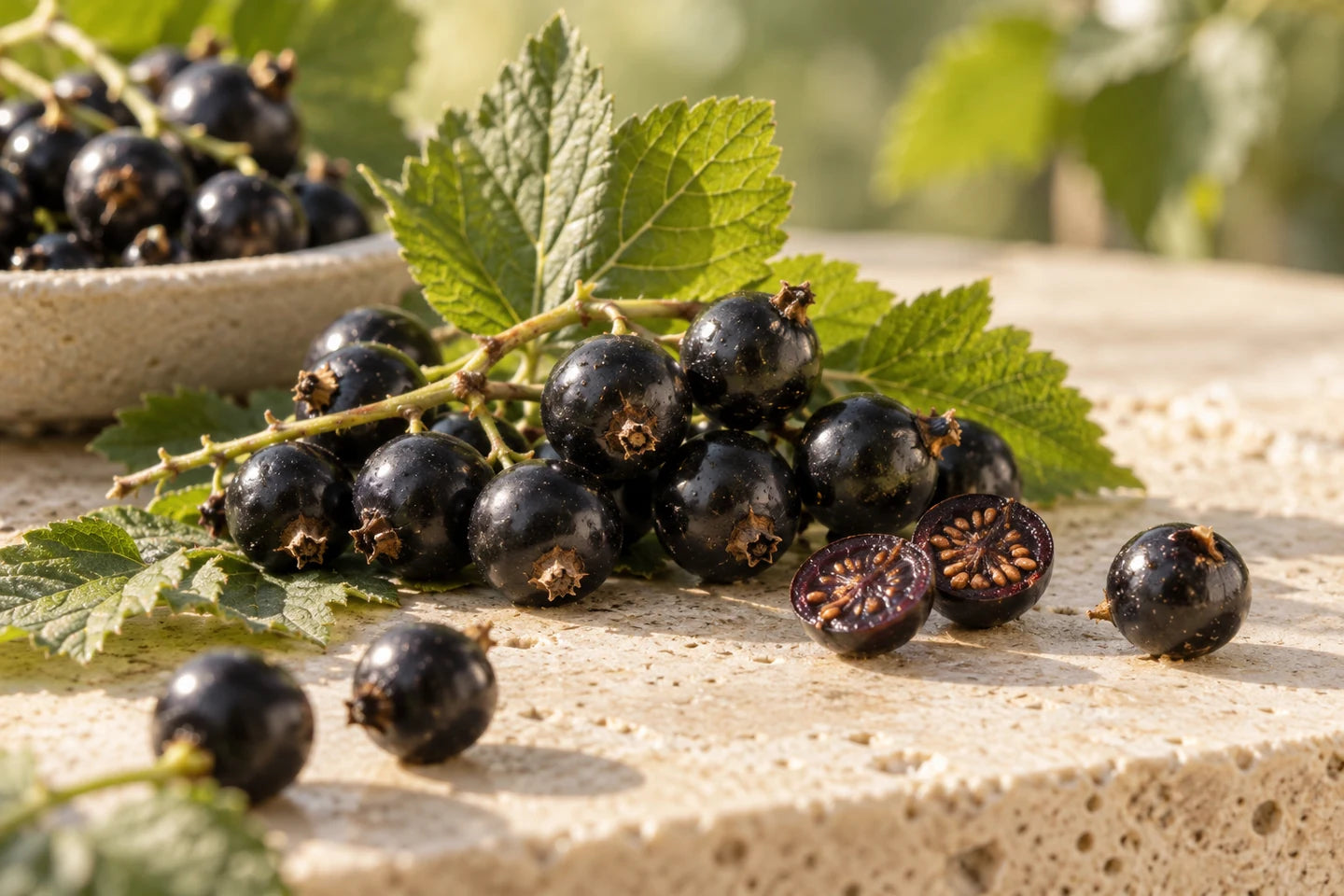 Rispen glänzender Schwarzer Johannisbeeren